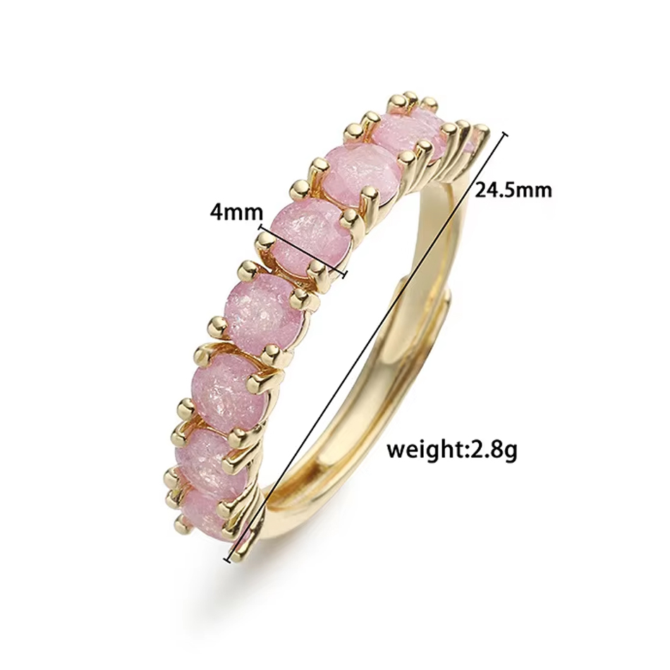 Joyería personalizada OEM, anillo de moda hecho a mano, joyería de color caramelo, Circonia cúbica redonda, anillo de media eternidad, anillo de latón