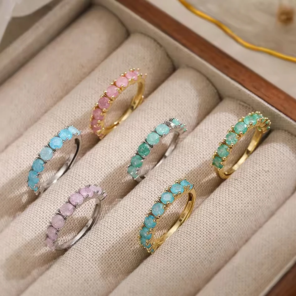 Joyer&iacute;a personalizada OEM, anillo de moda hecho a mano, joyer&iacute;a, circonita c&uacute;bica redonda de color c