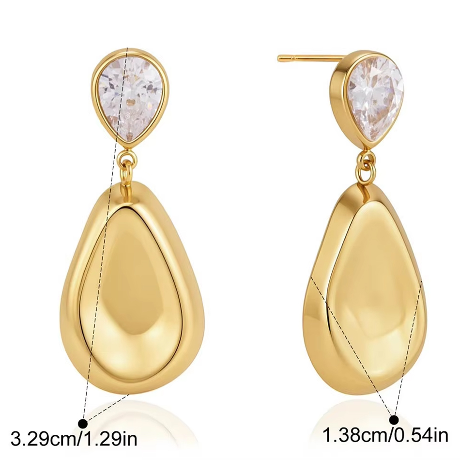 Pendientes colgantes de circonia en forma de gota de agua, joyería personalizada OEM, joyería única y sofisticada para mujer, accesorios de acero inoxidable