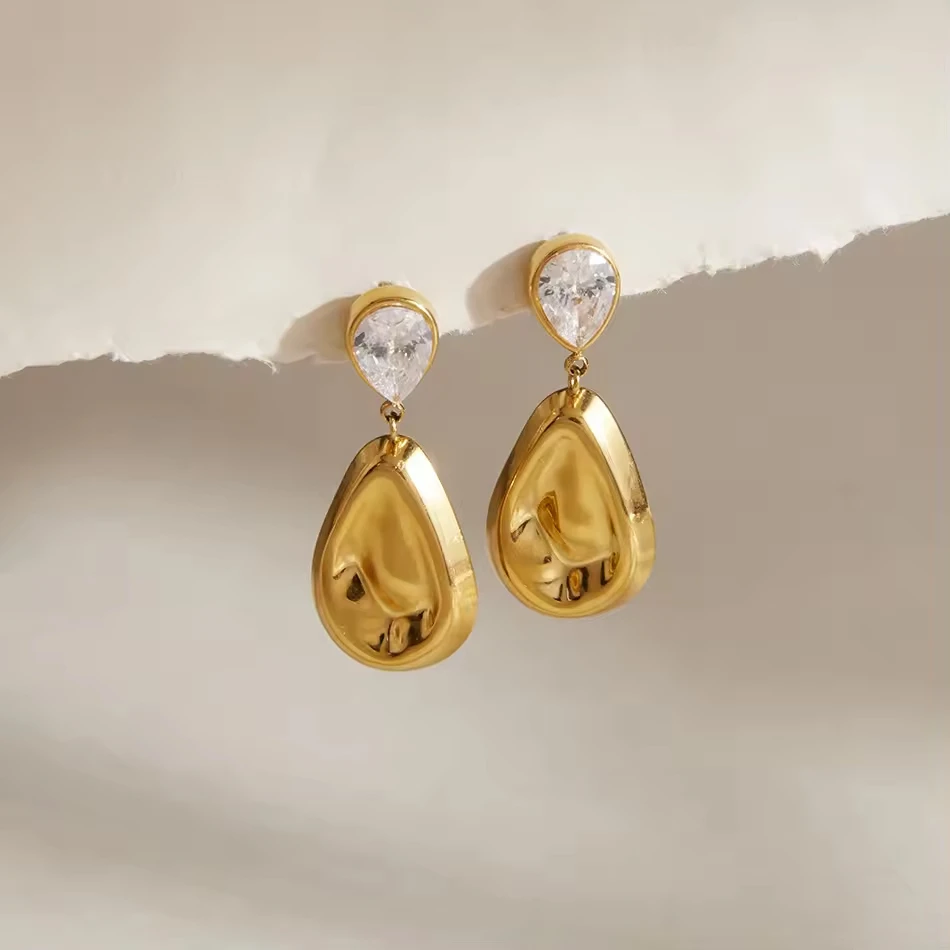 Joyer&iacute;a personalizada OEM, pendientes con colgante de circonita en forma de gota de agua, joyer&iacute;a &uacute;n