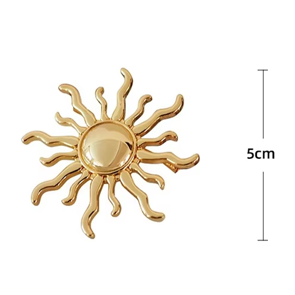 Broche de ropa de acero inoxidable con forma Solar, broche impermeable de oro de 18K para mujer, accesorios de ropa, superventas