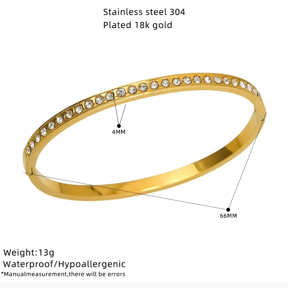 Pulsera del brazalete de la joyería de la moda del circón chispeante de la forma del corazón del acero inoxidable plateado oro de la joyería de encargo del OEM