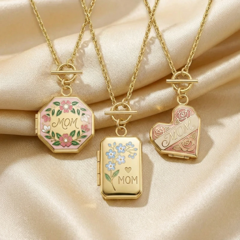 Joyer&iacute;a personalizada OEM con colgante en forma de coraz&oacute;n, collar abierto y cerrado, cadena de bamb