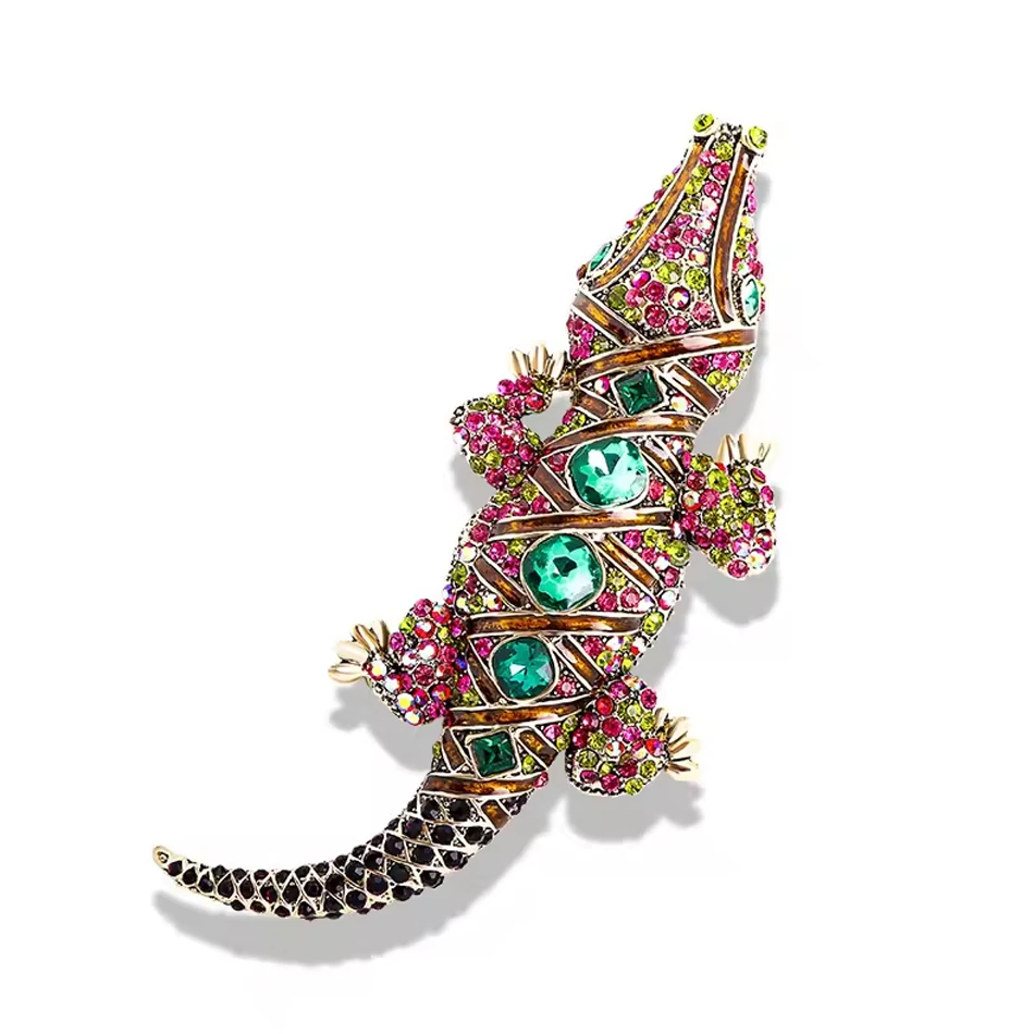 Joyer&iacute;a personalizada OEM, joyer&iacute;a de moda, broche de aleaci&oacute;n de cocodrilo con diamantes de imitaci