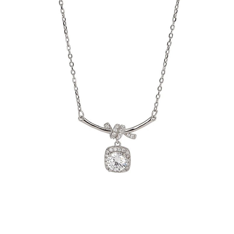Joyer&iacute;a personalizada OEM Collares de plata 925 Collar con colgante de circ&oacute;n simple Joyer&iacute;a persona