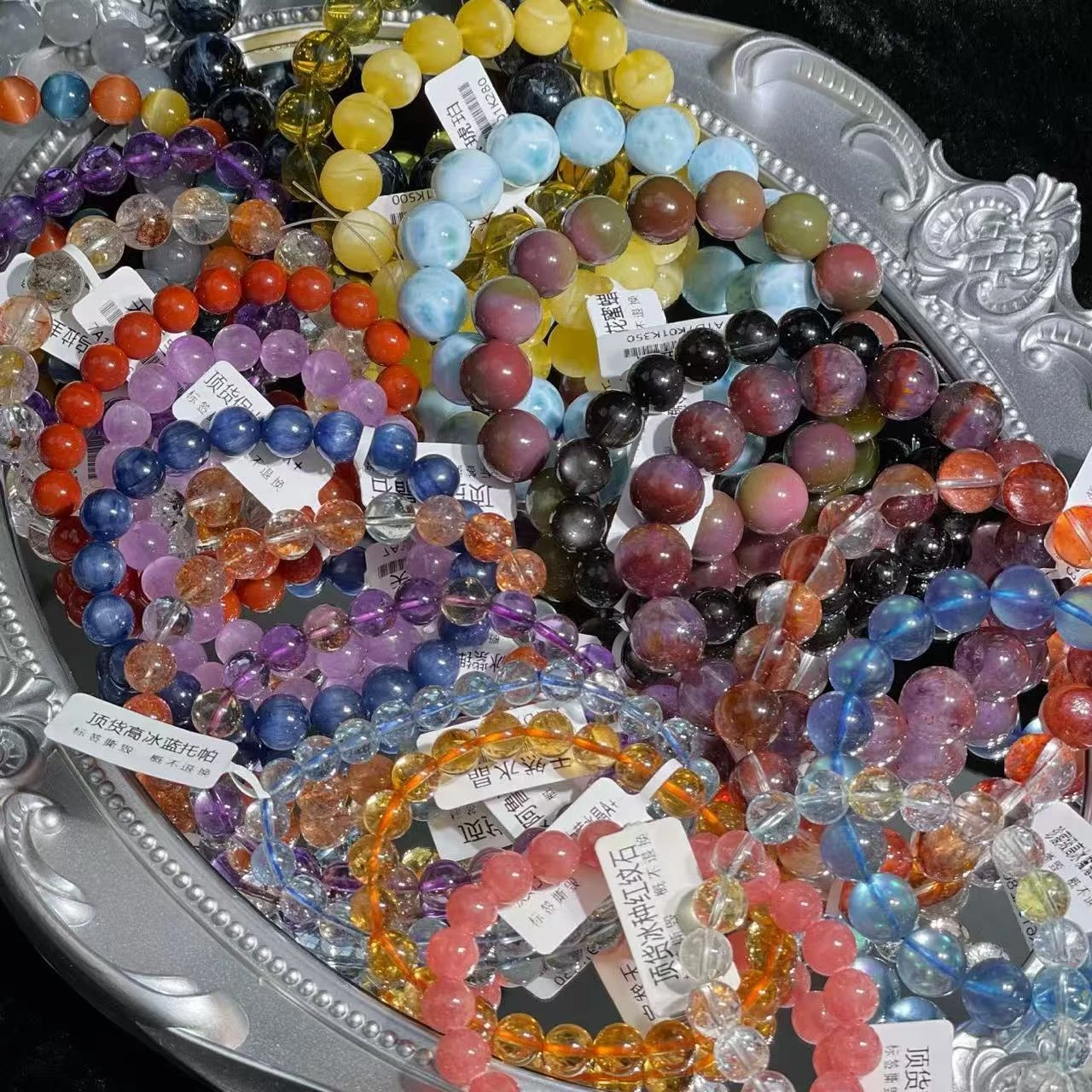 Joyer&iacute;a personalizada de dise&ntilde;o Pulseras de cuentas de lapisl&aacute;zuill de cristal natural al por mayor