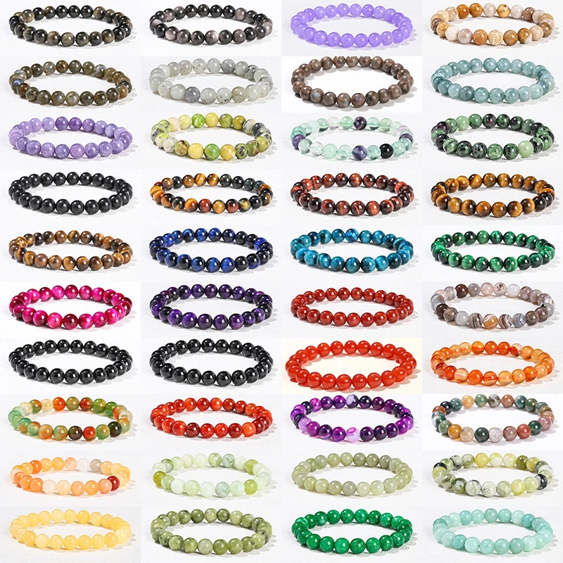 Pulsera de regalo vintage unisex con gemas de piedra curativa natural de alta calidad al por mayor d