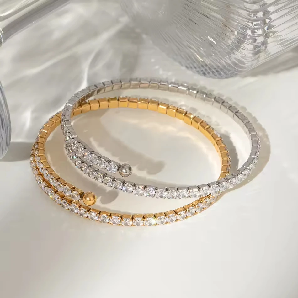 Brazalete de circ&oacute;n de acero inoxidable con joyer&iacute;a personalizada OEM Pulseras de mujer con dise&ntilde;o d