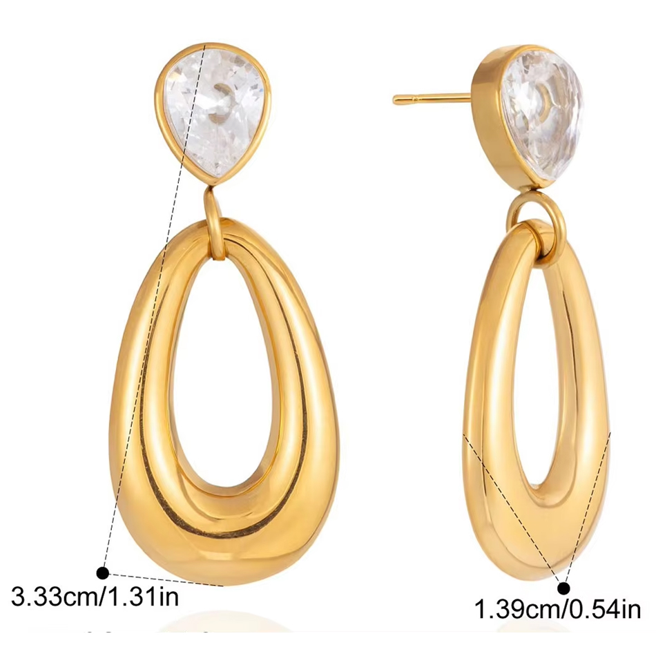 Joyería personalizada OEM, pendientes de circón de acero inoxidable, pendientes ligeros de lujo de alta gama, pendientes de otoño e invierno, joyería de moda