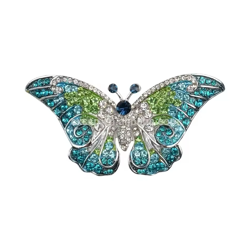 2025 Populares Broches de mariposas de diamantes azules de moda de cristal de aleaci&oacute;n para ni&ntilde;os pa