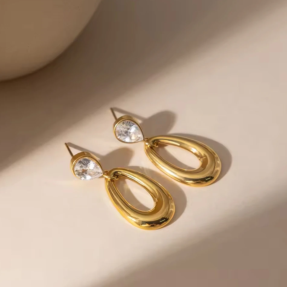 Joyer&iacute;a personalizada OEM Pendientes de circ&oacute;n de acero inoxidable Pendientes ligeros de lujo de alt